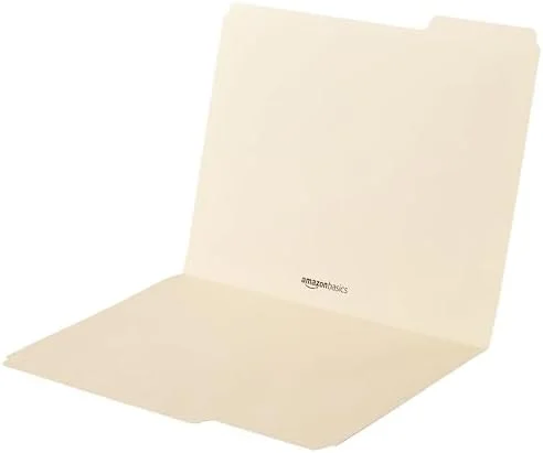 Amazon Basics Sturdy File Folders with Reinforced Tabs for Filing and Organization - 1/3-Cut Tab, Assorted Positions, Letter Size, 8.5x11 inches