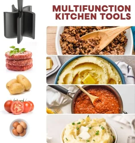 Meat Chopper, Hamburger Grinder, Premium Heat Resistant Smasher for Ground Beef, Burger Grinder Nylon Potato Mix Tool, Meat & Poultry