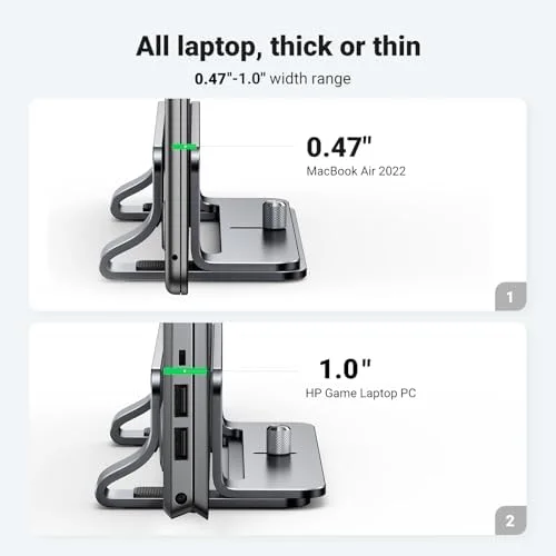 UGREEN Vertical Laptop Stand Holder for Desk Compatible with MacBook Pro, MacBook Air Stand Vertical Aluminum Adjustable for Up to 17.3 Inch Gaming