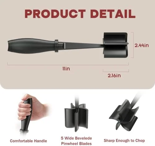 Meat Chopper, Hamburger Grinder, Premium Heat Resistant Smasher for Ground Beef, Burger Grinder Nylon Potato Mix Tool, Meat & Poultry