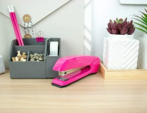 Bostitch Office Ascend 3 in 1 Stapler Integrated Remover & Staple Storage - 420 Staples Included, 20 Sheet Capacity, Lightweight, Pink