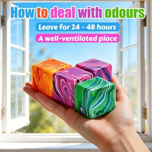 4 Pcs Stress Cube Squishies Fidget Toys - Ice Cube Shape Squeeze Toys, Slow Rise Stress Balls Sensory Toy for Kids Adults with Autism, Stress Relief