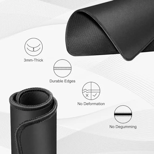 JIKIOU 3 Pack Mouse Pad with Stitched Edge - Comfortable Mouse Pads with Non-Slip Rubber Base, Washable Mousepads Bulk with Comfortable Cloth, Mouse
