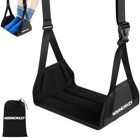 Airplane Foot Hammock - No Collapse Foot Rest for Plane Travel with Extended Adjustment Strap, Portable Desk Foot Hammock with Thickened Foam, Foot