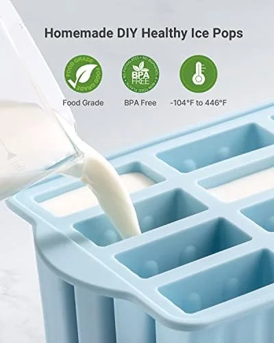 Popsicles Molds, MEETRUE 12 Pieces Silicone Popsicle Molds Easy-Release BPA-free Popsicle Maker Molds Ice Pop Molds Homemade Popsicle Ice Pop Maker