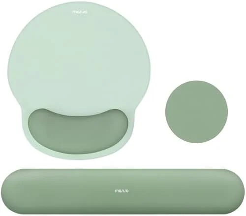 MOSISO Wrist Rest Support for Mouse Pad&Keyboard Set - Circle Curved Ergonomic Mousepad&Coaster Non-Slip Base Home/Office Pain Relief&Easy Typing Pad