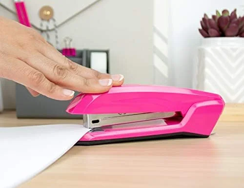 Bostitch Office Ascend 3 in 1 Stapler Integrated Remover & Staple Storage - 420 Staples Included, 20 Sheet Capacity, Lightweight, Pink