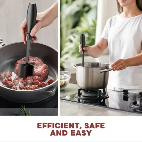 Meat Chopper, Hamburger Grinder, Premium Heat Resistant Smasher for Ground Beef, Burger Grinder Nylon Potato Mix Tool, Meat & Poultry