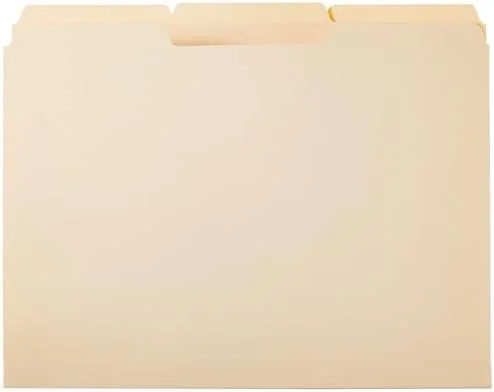 Amazon Basics Sturdy File Folders with Reinforced Tabs for Filing and Organization - 1/3-Cut Tab, Assorted Positions, Letter Size, 8.5x11 inches