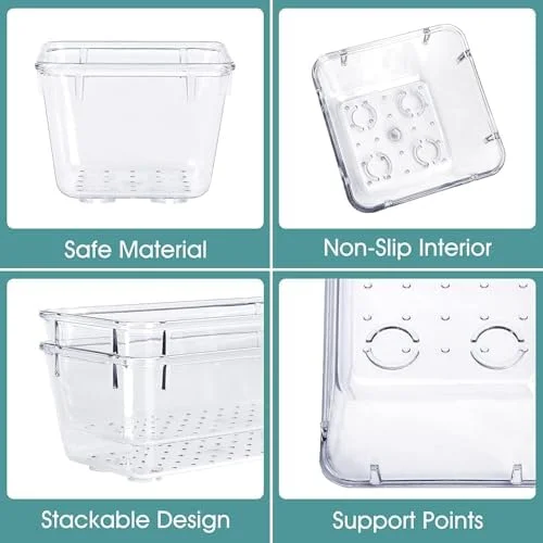 WOWBOX 25 PCS Clear Plastic Drawer Organizer Set, 4 Sizes Desk Drawer Divider Organizers and Storage Bins for Makeup, Jewelry, Gadgets for Kitchen