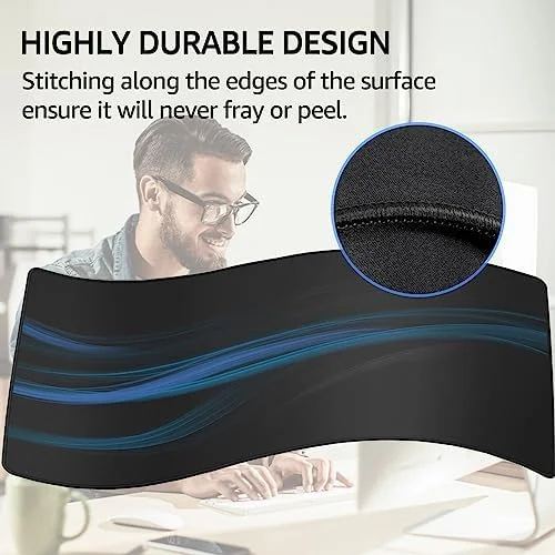 KTRIO Large Gaming Mouse Pad Desk Mat, Superior Micro-Weave Cloth for Precise Mouse Control, Non-Slip Rubber Base, Stitched Edges, Water-Resistant