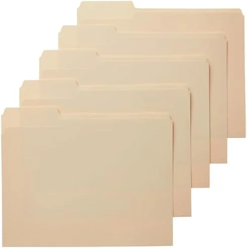 Amazon Basics Sturdy File Folders with Reinforced Tabs for Filing and Organization - 1/3-Cut Tab, Assorted Positions, Letter Size, 8.5x11 inches