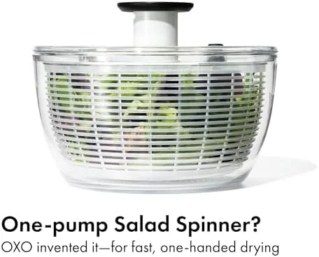 OXO Good Grips Salad Spinner - Lettuce Spinner, Fruit Washer, Fruit Washing Bowl with Strainer, Vegetable Cleaner, Salad Cleaner, Lettuce Washer, 6.22