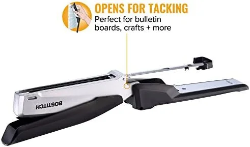 Bostitch Office Executive Metal Desktop Stapler - 3 in 1 Spring Powered Stapler, One Finger, Staple Storage Compartment & Staple Remover, Includes 210