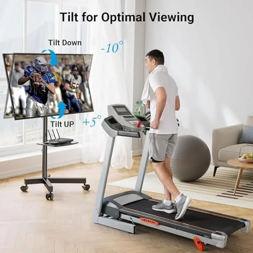 PERLESMITH Rolling TV Stand, Mobile TV Stand for 23-60 Inch LCD LED TVs, Tilt TV Stand Wheels Holds up to 88Lbs, Portable TV Stand for Bedroom with
