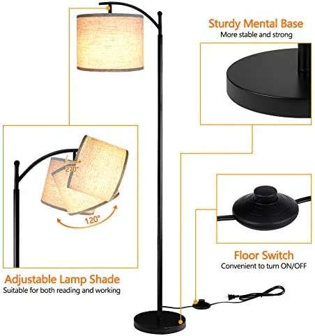 ROTTOGOON Floor Lamp for Living Room with 3 Color Temperatures LED Bulb, Standing Lamp Tall Industrial Floor Lamp Reading for Bedroom, Office (9W LED
