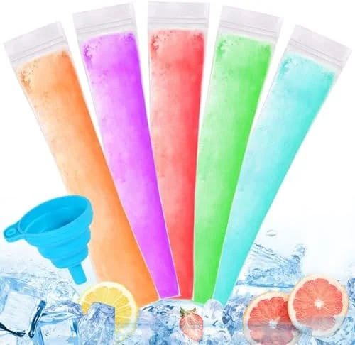 300 Disposable Ice Popsicle Mold Bags Comes With A Funnel, BPA Free Freezer Tubes, Healthy Snack Yogurt Stick Juice Fruit Smoothies Ice Freezing