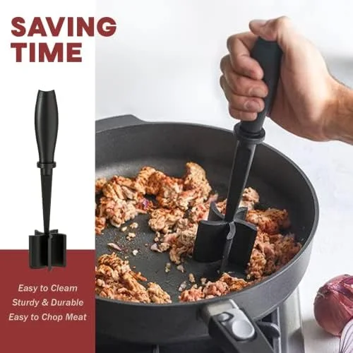 Meat Chopper, Hamburger Grinder, Premium Heat Resistant Smasher for Ground Beef, Burger Grinder Nylon Potato Mix Tool, Meat & Poultry