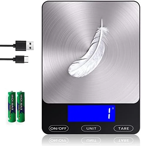 Food Scale -33lb Digital Kitchen Scale for Food Ounces Grams Rechargeable 304 Stainless Steel - Batteries and Type-C Charging, Perfect for Meal Prep