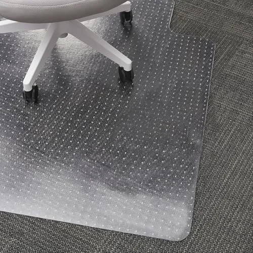 Staples Office Chair Mat, Clear Floor Mats with Lip, Flat-Pile Carpets, Extended Under-Desk Coverage, 35.5" x 47.5 Inch, Smooth Glide