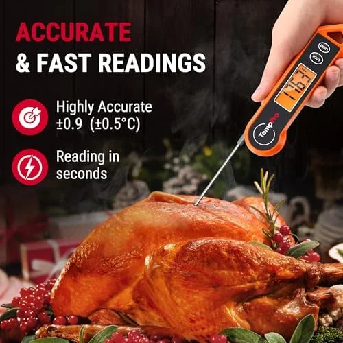 TempPro TP19H Digital Meat Thermometer for Cooking with Ambidextrous Backlit and Motion Sensing Kitchen Cooking Food Thermometer for BBQ Grill Smoker