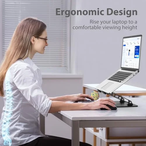 Adjustable Laptop Stand for Desk - Metal Foldable Laptop Riser Holder, Portable Desktop Book Stands, Ventilated Cooling Computer Notebook Stand