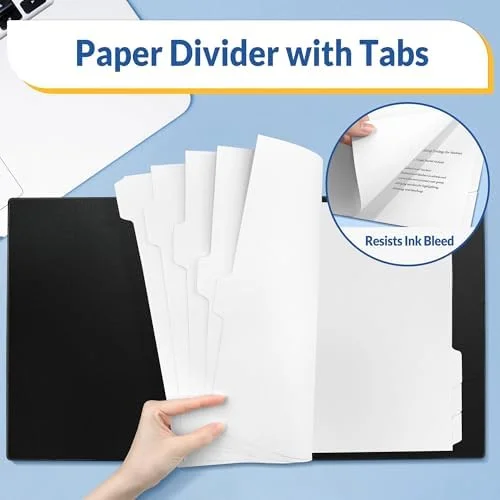 SUNEE Binder Dividers with Tabs for 3 Ring Binder, 8.5 x 11 Paper White Binder Dividers Blank with 5 Tabs, 20 Sets Page Dividers for School, Office