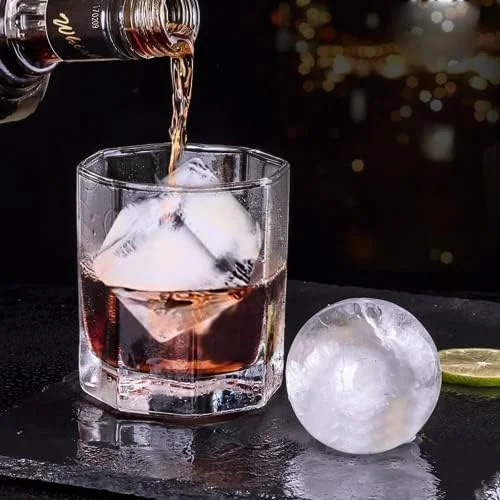 ROTTAY Ice Cube Trays (Set of 2) - Sphere Ice Ball Maker with Lid & Large Square Ice Cube Maker for Whiskey, Cocktails and Homemade, Keep Drinks
