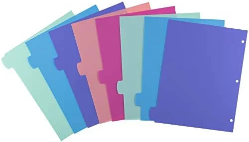 Avery Write & Erase Dividers for 3 Ring Binders - 8 Tabs per Set, Multicolor Big Tabs, Pastels, Binder Dividers Great for Organizing Reports
