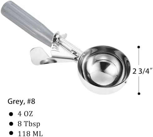 Saebye Portion Scoop - #8 (4 oz) - Disher, Large Ice Cream Scoop with Trigger, Cookie Scoop, Food Scoop, Muffin Scoop - Portion Control - 18/8