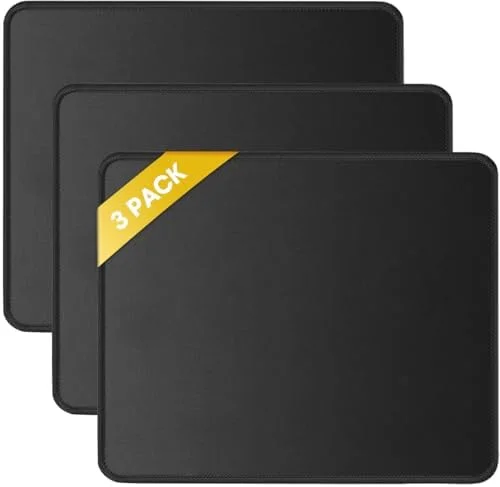 JIKIOU 3 Pack Mouse Pad with Stitched Edge - Comfortable Mouse Pads with Non-Slip Rubber Base, Washable Mousepads Bulk with Comfortable Cloth, Mouse