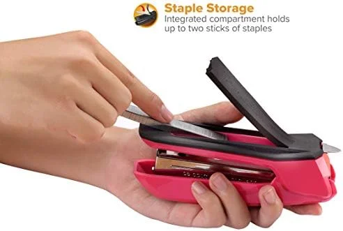 Bostitch Office Ascend 3 in 1 Stapler Integrated Remover & Staple Storage - 420 Staples Included, 20 Sheet Capacity, Lightweight, Pink
