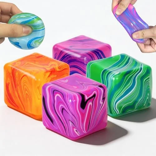 4 Pcs Stress Cube Squishies Fidget Toys - Ice Cube Shape Squeeze Toys, Slow Rise Stress Balls Sensory Toy for Kids Adults with Autism, Stress Relief