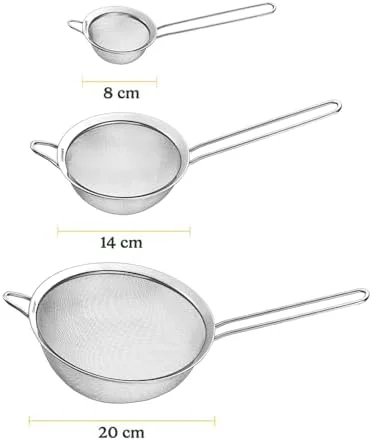Cuisinart, Mesh Strainers, Stainless Steel Mesh Strainers for Kitchen, Fine Mesh Kitchen Strainer Set for Sifting, Straining and Cooking, Ctg-00-3Ms