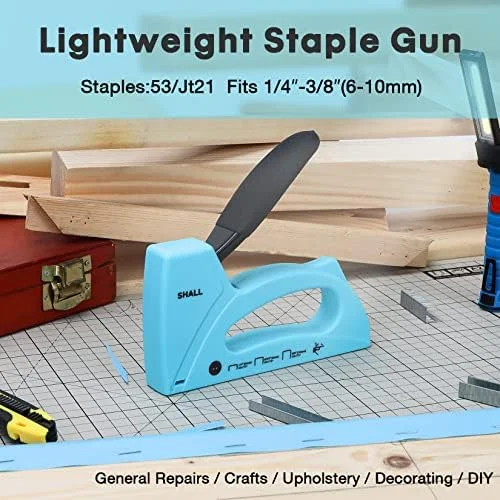 SHALL Light Duty Staple Gun for Wood - Upholstery Staple Gun with 1600pcs JT21 Staples 1/4, 5/16, 3/8 inch and Staple Remover - Fabric Stapler Gun