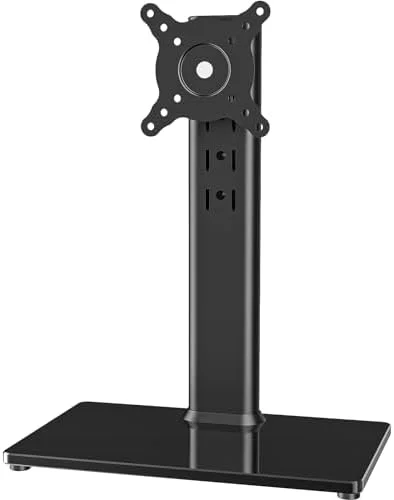 Single LCD Computer Monitor Free-Standing Desk Stand Mount Riser for 13 inch to 32 inch screen with Swivel, Height Adjustable, Rotation, Vesa Base
