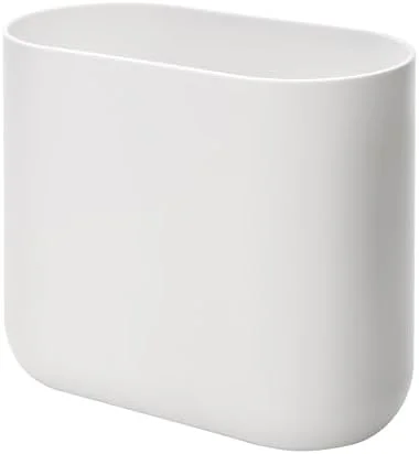 iDesign Small Slim Plastic Bathroom Trash Can - Garbage Can for Bedroom, Office, Desk, Dorm, White