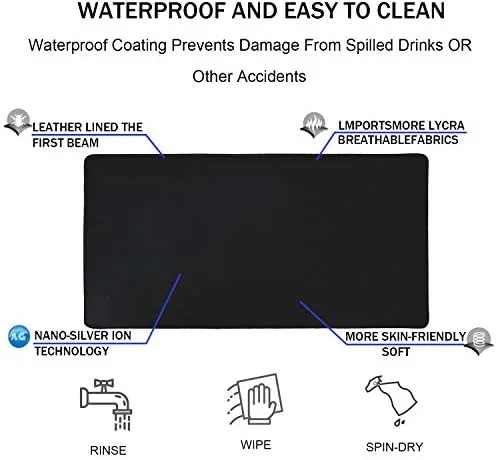 TEDNETGO Large Gaming Mouse Pad, Waterproof Extra Large Big Mouse Pad with Stitched Edge, XXL Non-Slip Black Computer Long Mousepad Desk Mat for