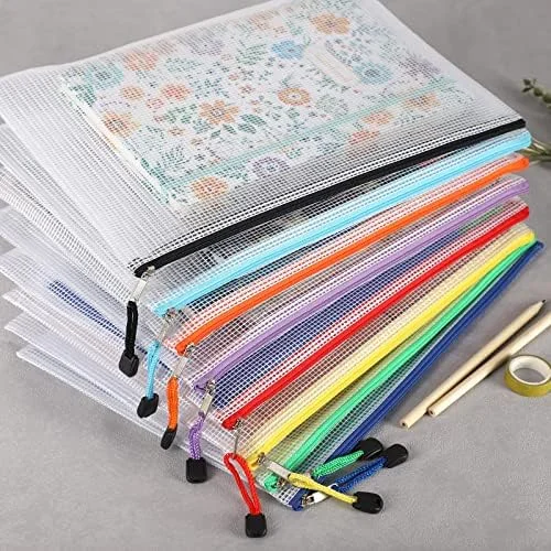 EOOUT 24pcs Mesh Zipper Pouch Bags, for Organizing Storage, Waterproof Zipper Pouches, Letter Size, File Bags for Toys, Puzzle, Board Games