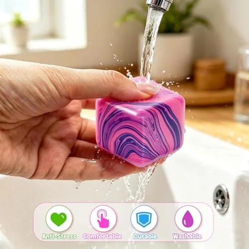4 Pcs Stress Cube Squishies Fidget Toys - Ice Cube Shape Squeeze Toys, Slow Rise Stress Balls Sensory Toy for Kids Adults with Autism, Stress Relief