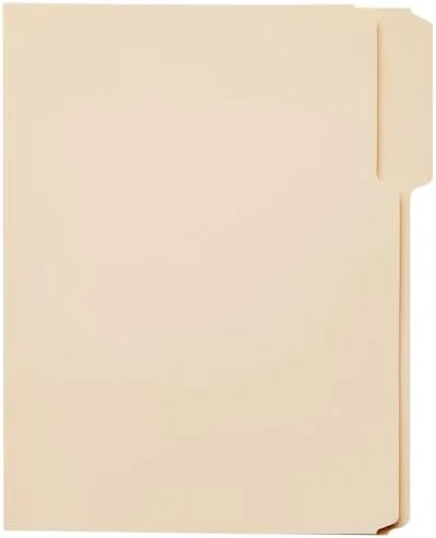 Amazon Basics Sturdy File Folders with Reinforced Tabs for Filing and Organization - 1/3-Cut Tab, Assorted Positions, Letter Size, 8.5x11 inches