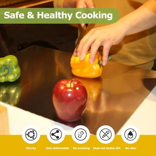 Stainless Steel Cutting Boards for Kitchen, Kneading Cutting Board Mats, Metal Cutting Board for Meat, Fruits, Vegetables, Bread, and Baking Small