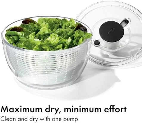 OXO Good Grips Salad Spinner - Lettuce Spinner, Fruit Washer, Fruit Washing Bowl with Strainer, Vegetable Cleaner, Salad Cleaner, Lettuce Washer, 6.22