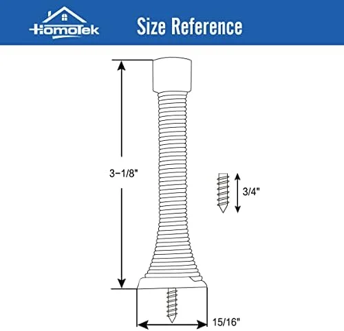 HOMOTEK 12 Pack Black Spring Door Stops, 3-1/8" Heavy Duty - Flexible Door Stopper with Low Mounted Black Rubber Bumper Tips