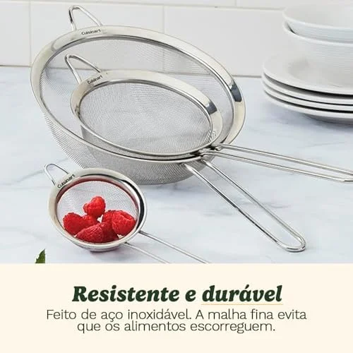 Cuisinart, Mesh Strainers, Stainless Steel Mesh Strainers for Kitchen, Fine Mesh Kitchen Strainer Set for Sifting, Straining and Cooking, Ctg-00-3Ms