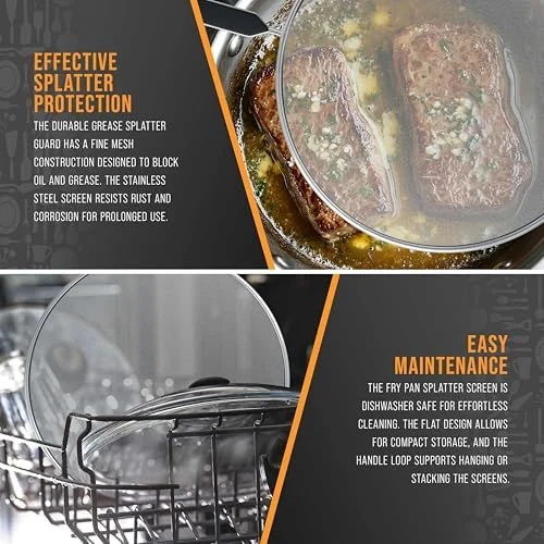 U.S. Kitchen Supply 4-Piece Stainless Steel Splatter Guard Set (13" - 11.5", 10", 8”) Fine Mesh Cover, Grease & Oil, Splatter Screen for Frying Pan