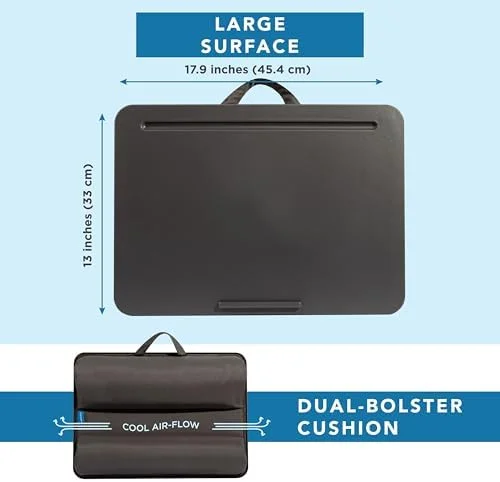 LAPGEAR Original Lap Desk – Fits Up to 17” Laptops – Charcoal – Style No. 45155