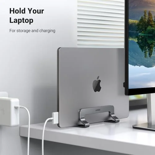 UGREEN Vertical Laptop Stand Holder for Desk Compatible with MacBook Pro, MacBook Air Stand Vertical Aluminum Adjustable for Up to 17.3 Inch Gaming
