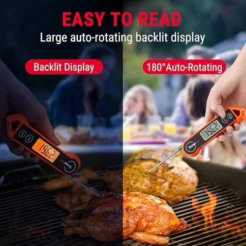 TempPro TP19H Digital Meat Thermometer for Cooking with Ambidextrous Backlit and Motion Sensing Kitchen Cooking Food Thermometer for BBQ Grill Smoker