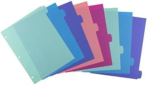 Avery Write & Erase Dividers for 3 Ring Binders - 8 Tabs per Set, Multicolor Big Tabs, Pastels, Binder Dividers Great for Organizing Reports